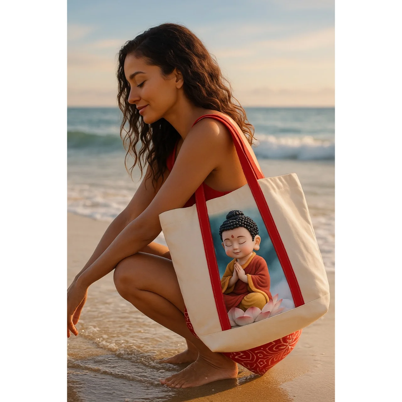 Organic Cotton Tote Bag Little Buddha Print