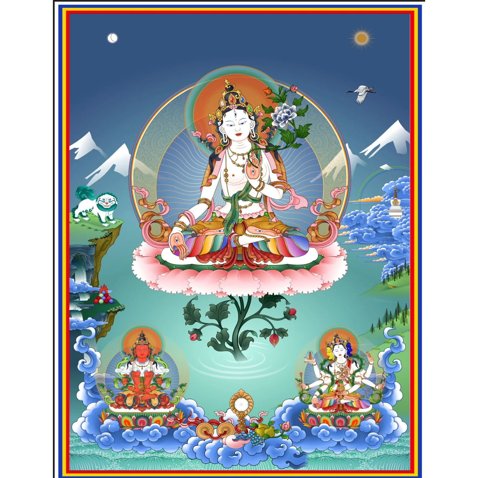 Tibetan Wall Hanging Thangka of White Tara Devi