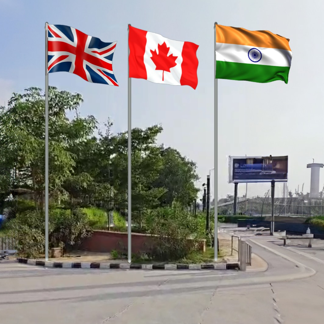 Pole Flags of UK Canada India