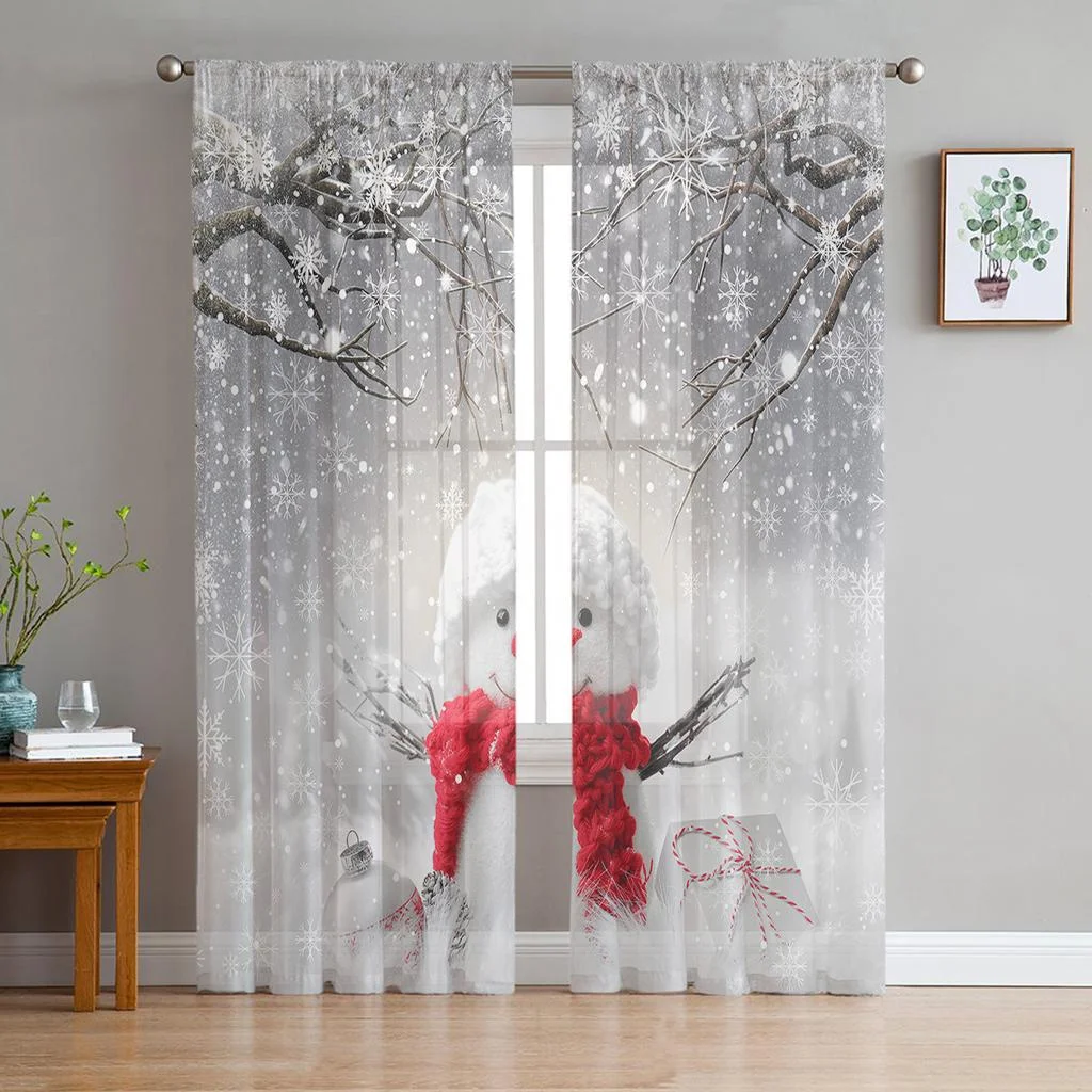Curtains Snow Man Prints for Christmas