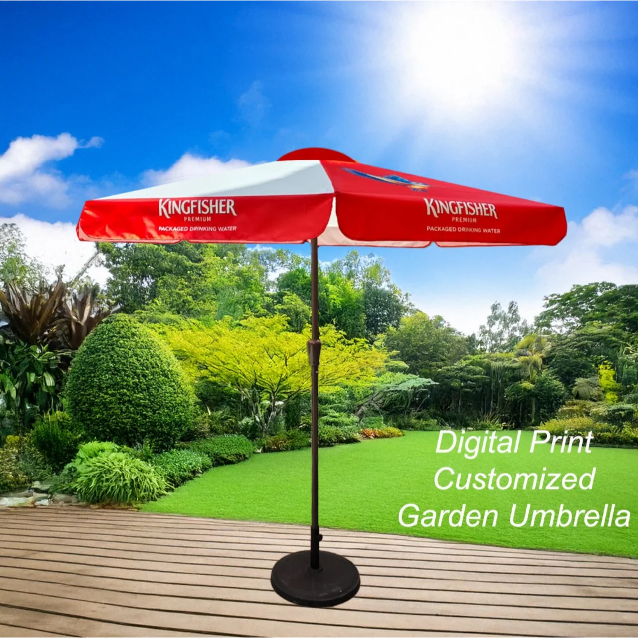 Digital Print Customized Garden Umbrella King Fisher