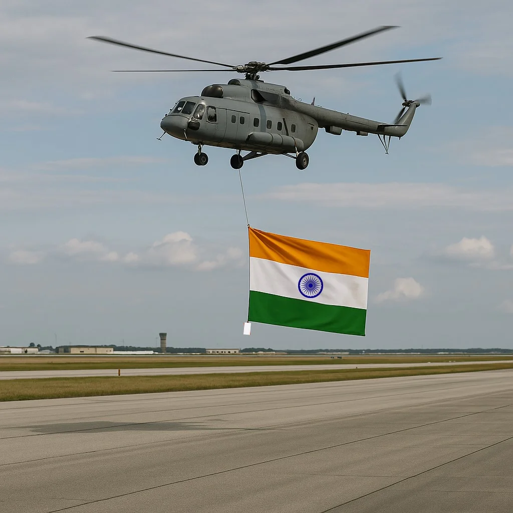 Aircraft Hanging India Flag for Indian Army