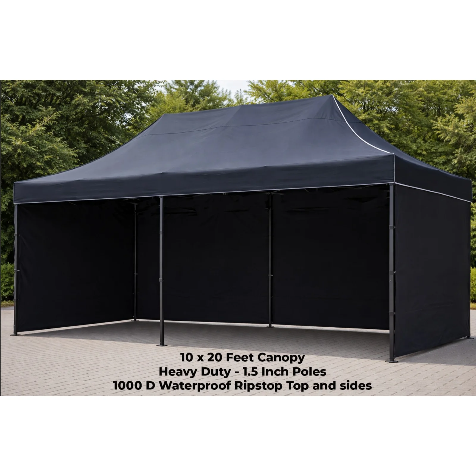 10 x 20 Feet Canopy Heavy Duty - 1.5 Inch Poles 1000 D Waterproof Ripstop Top and Sides