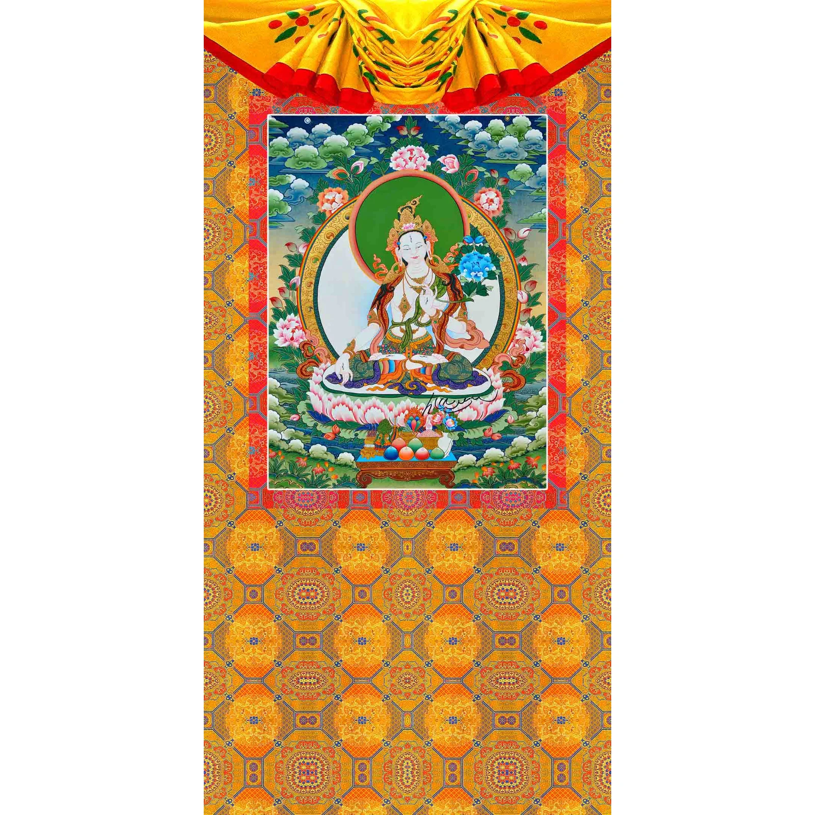 Tibetan Wall Hanging Thangka of White Tara Devi