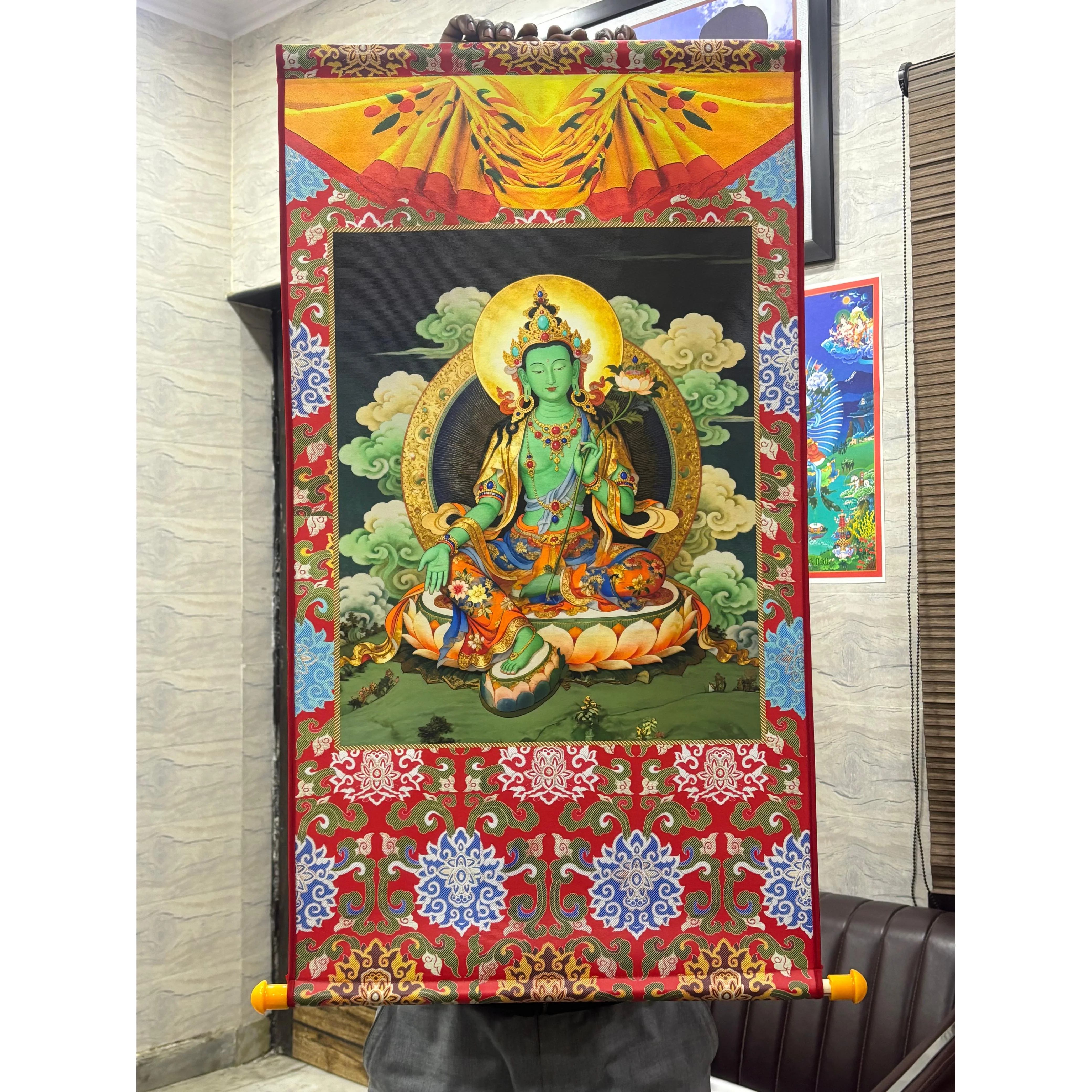 Tibetan Wall Hanging Thangka Green Tara Devi