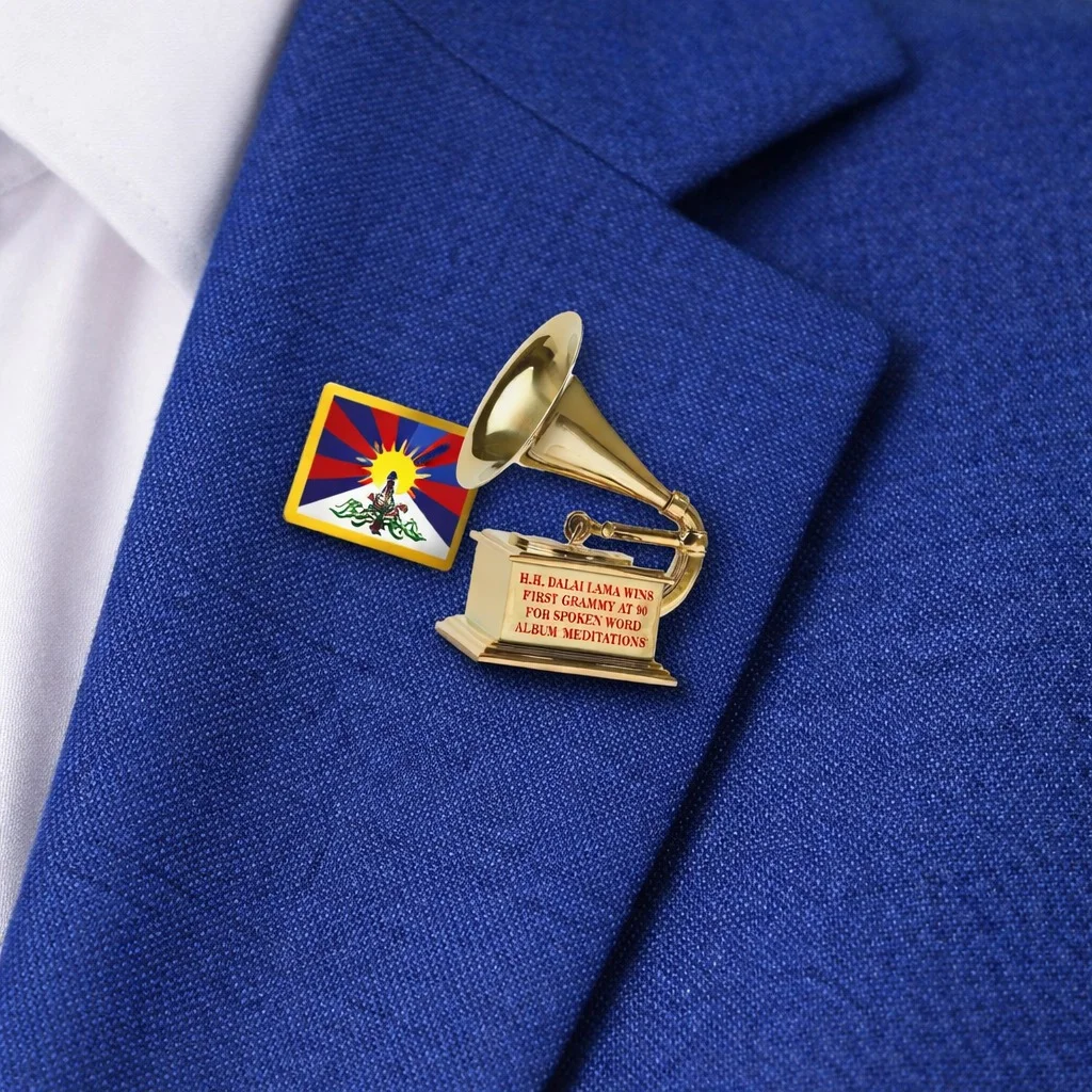 Lapel Pin Tibetan Flag and Grammy Award