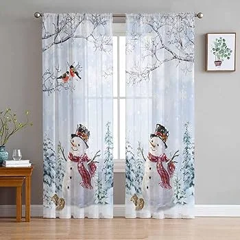 Curtains Snow Man Prints for Christmas