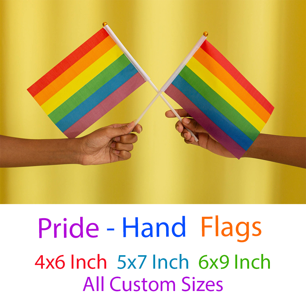 Rainbow Hand Flags 4x6 Inch 5x7 Inch  6x9 inch