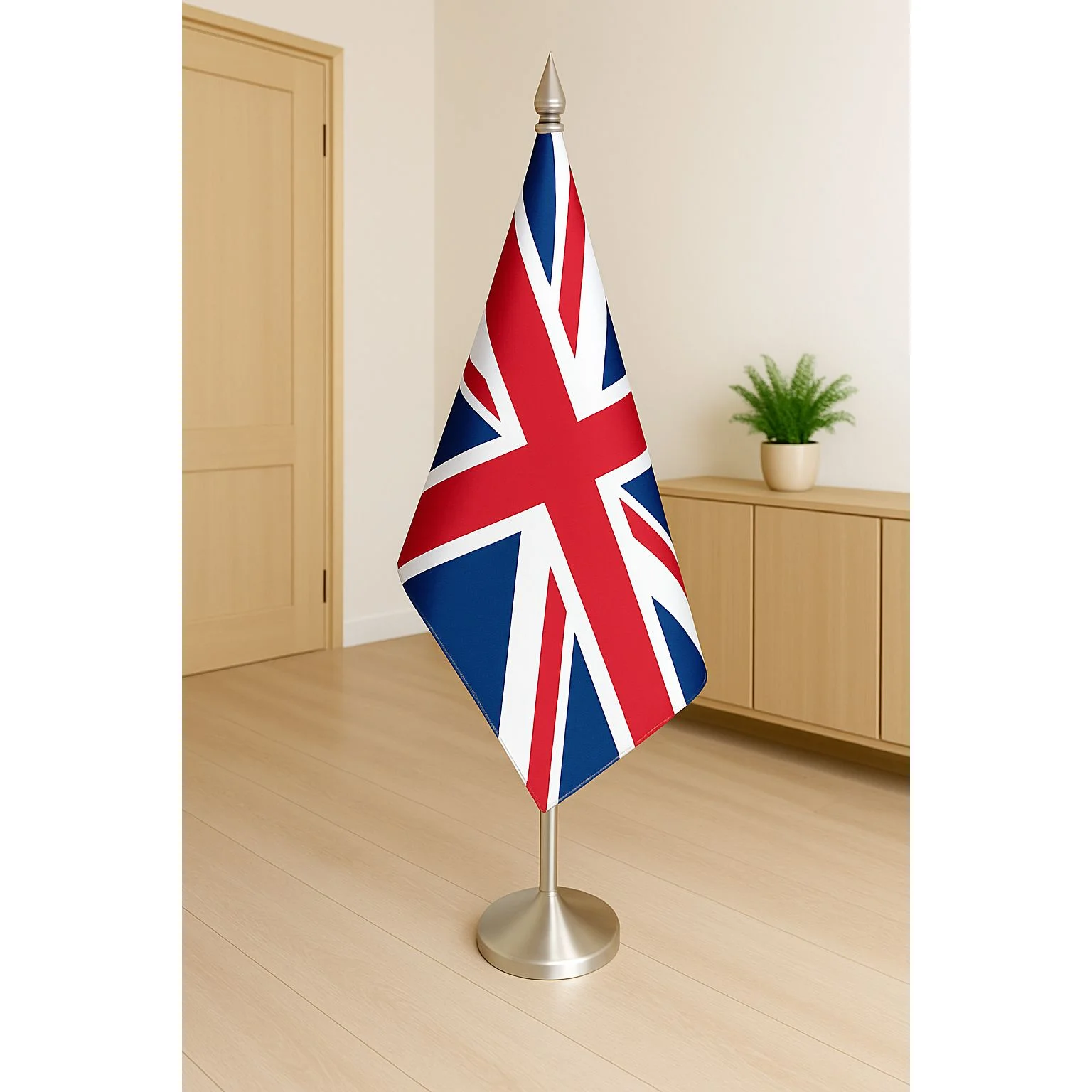 United Kingdom Diplomat Flag Gold Plated Stand and Base (Brass and Stainless Steel also Available)