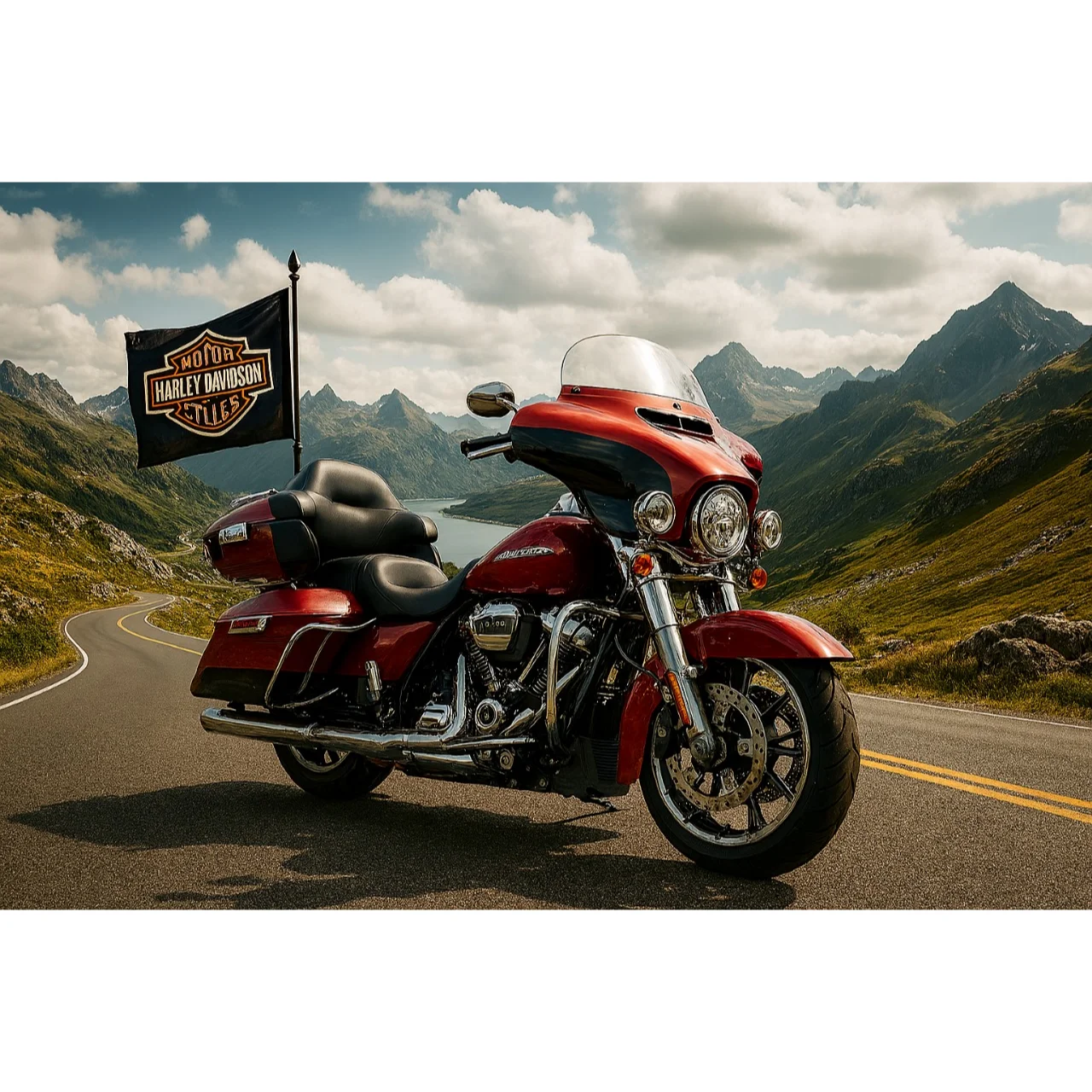 Heavy Duty Adventure Bike Flag Harley Davidson