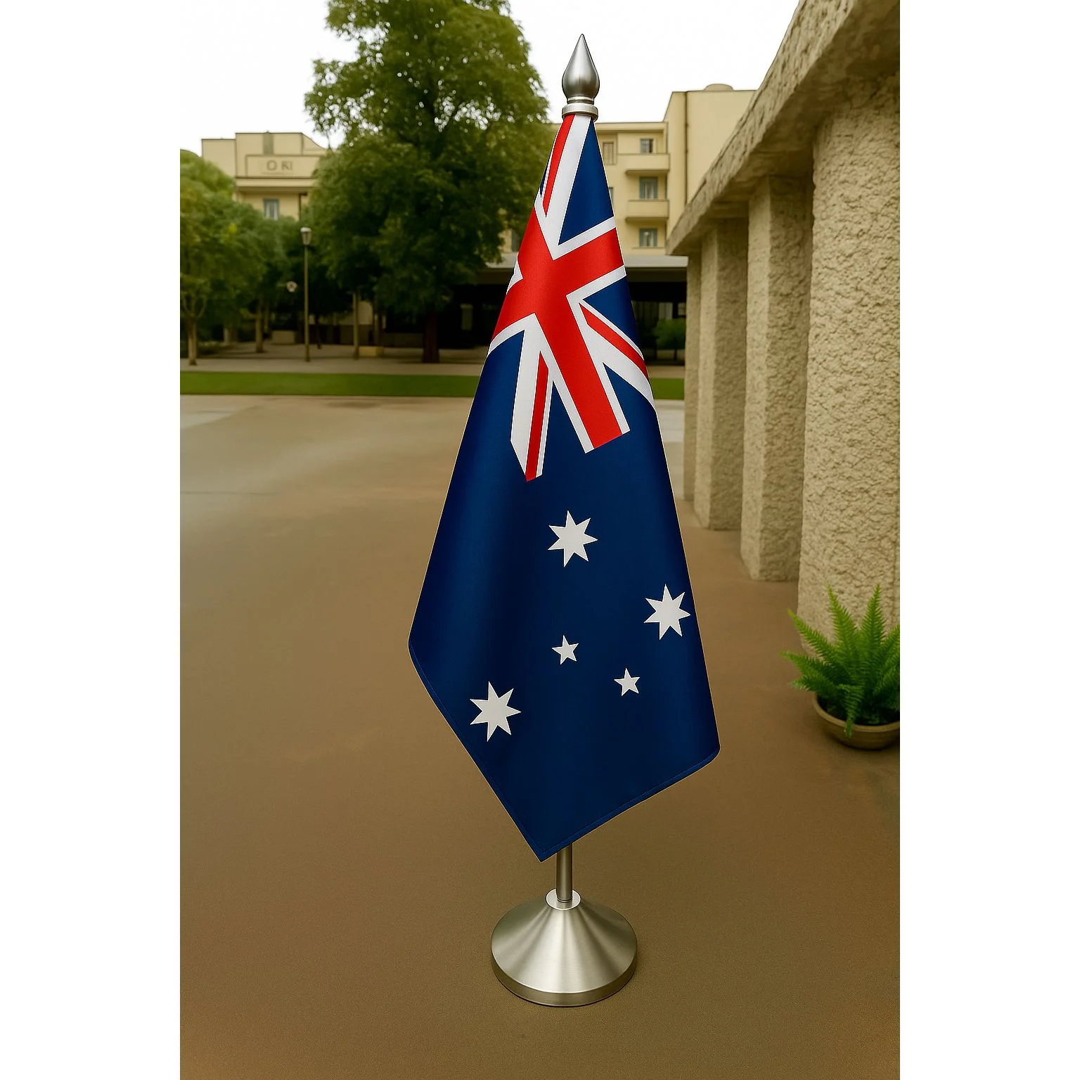 Australia Diplomat Flag Gold Plated Stand and Base (Brass and Stainless Steel also Available)