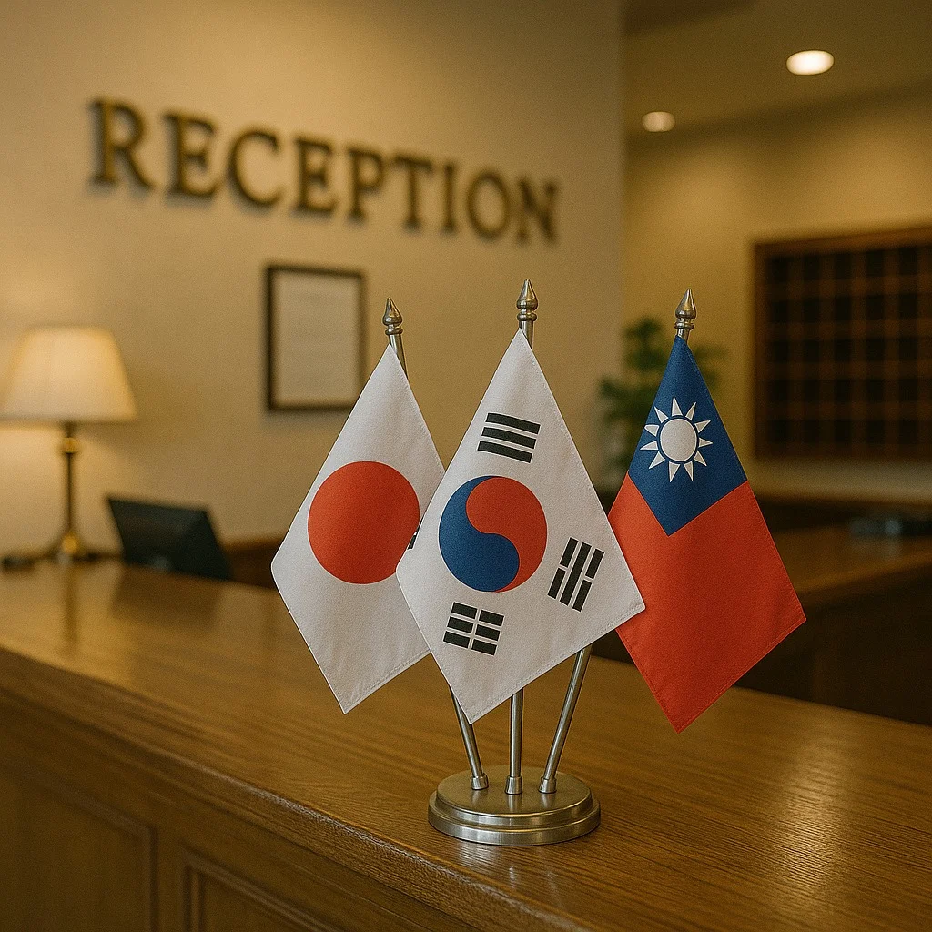 Table Flag of Japan, South Korea, Taiwan