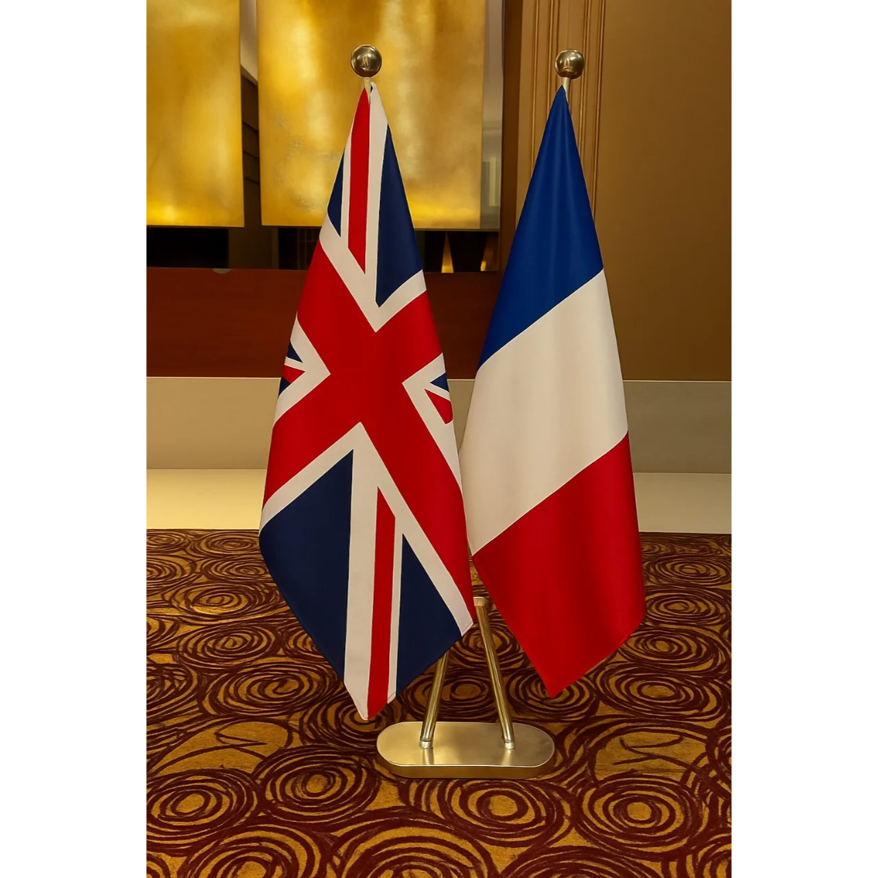 Diplomat Flag Gold Plated Stand and Base (Brass and Stainless Steel also Available)