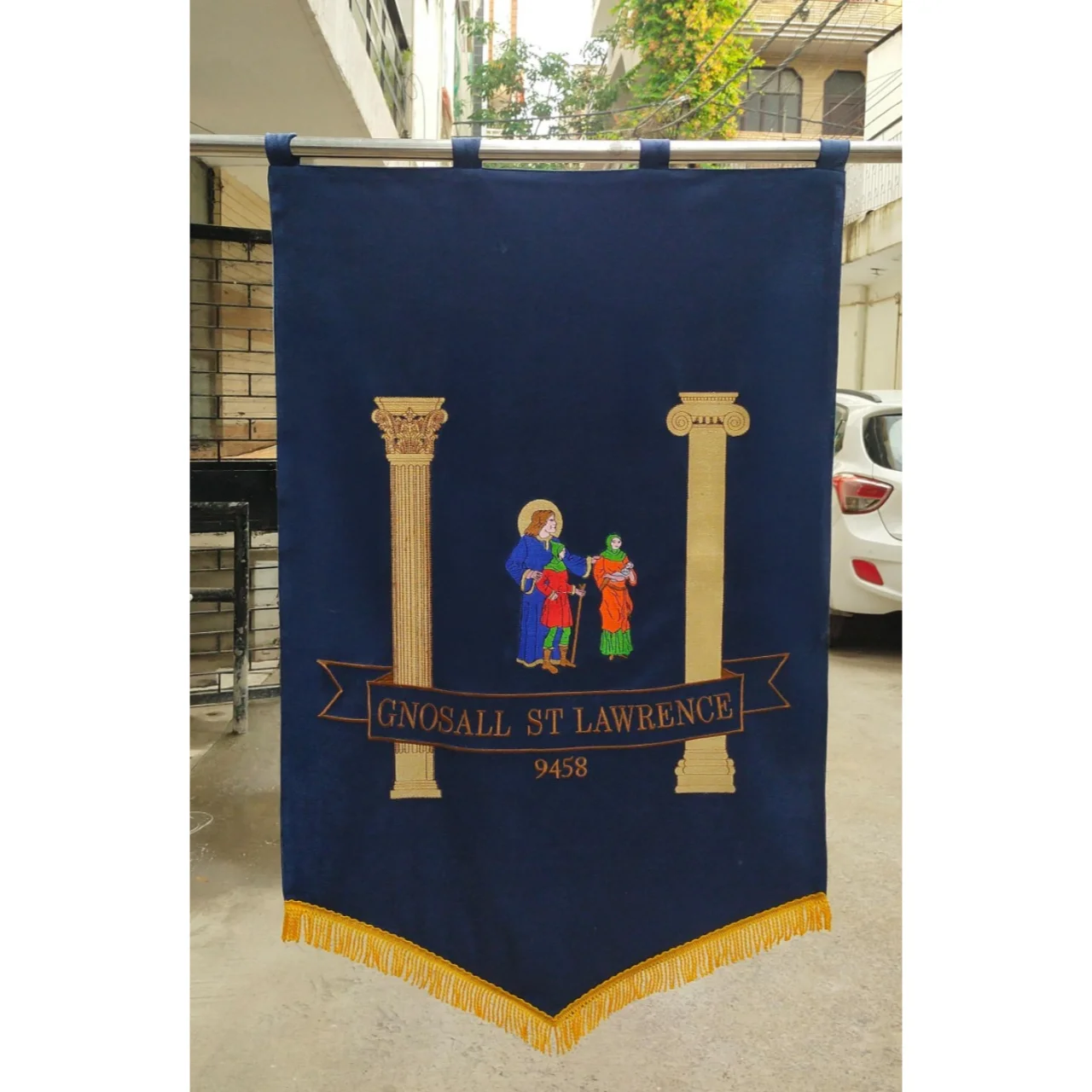 Embroidered Drop Down Banner