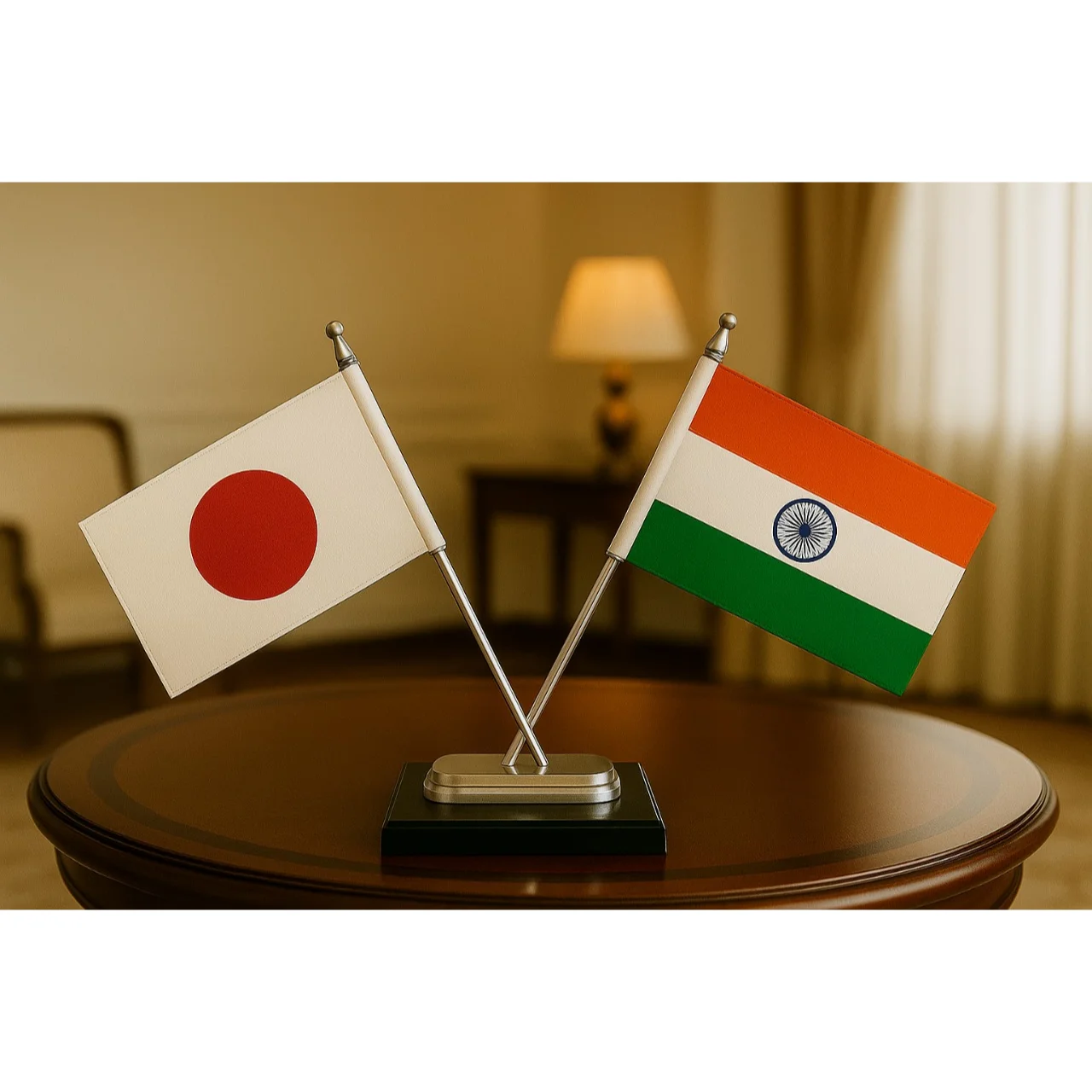 Diplomat Table Flags Japan and India