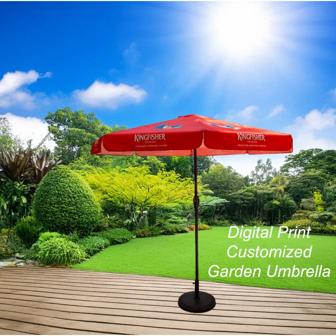 Digital Print Customized Garden Umbrella Kingfisher