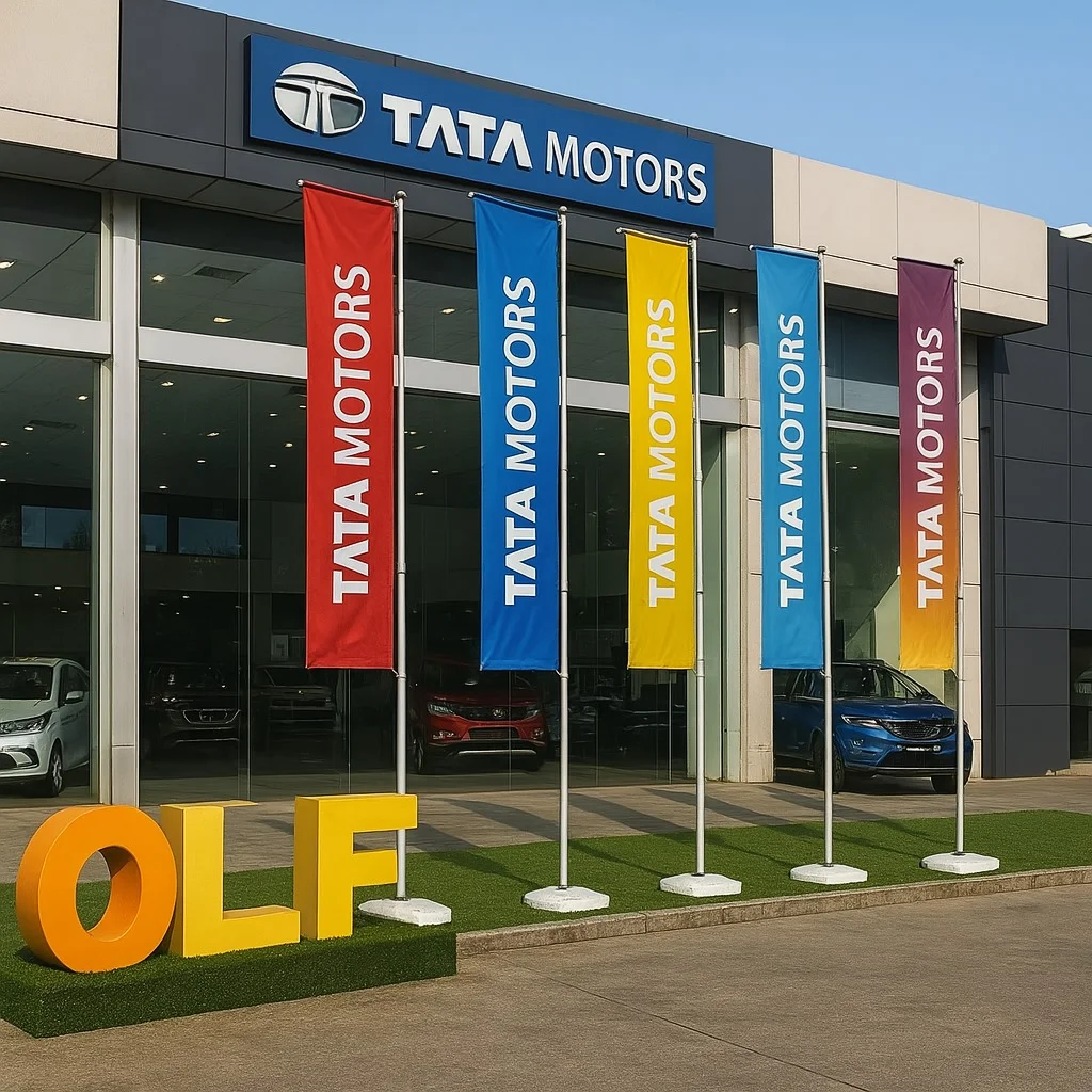 L-Shape Feather Flag with Base Tata Motors