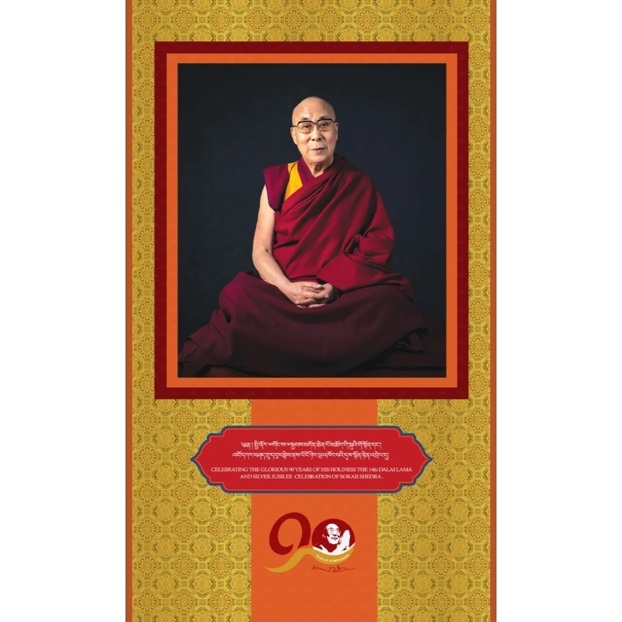 Dalai Lama Sitting and Meditating Thangka