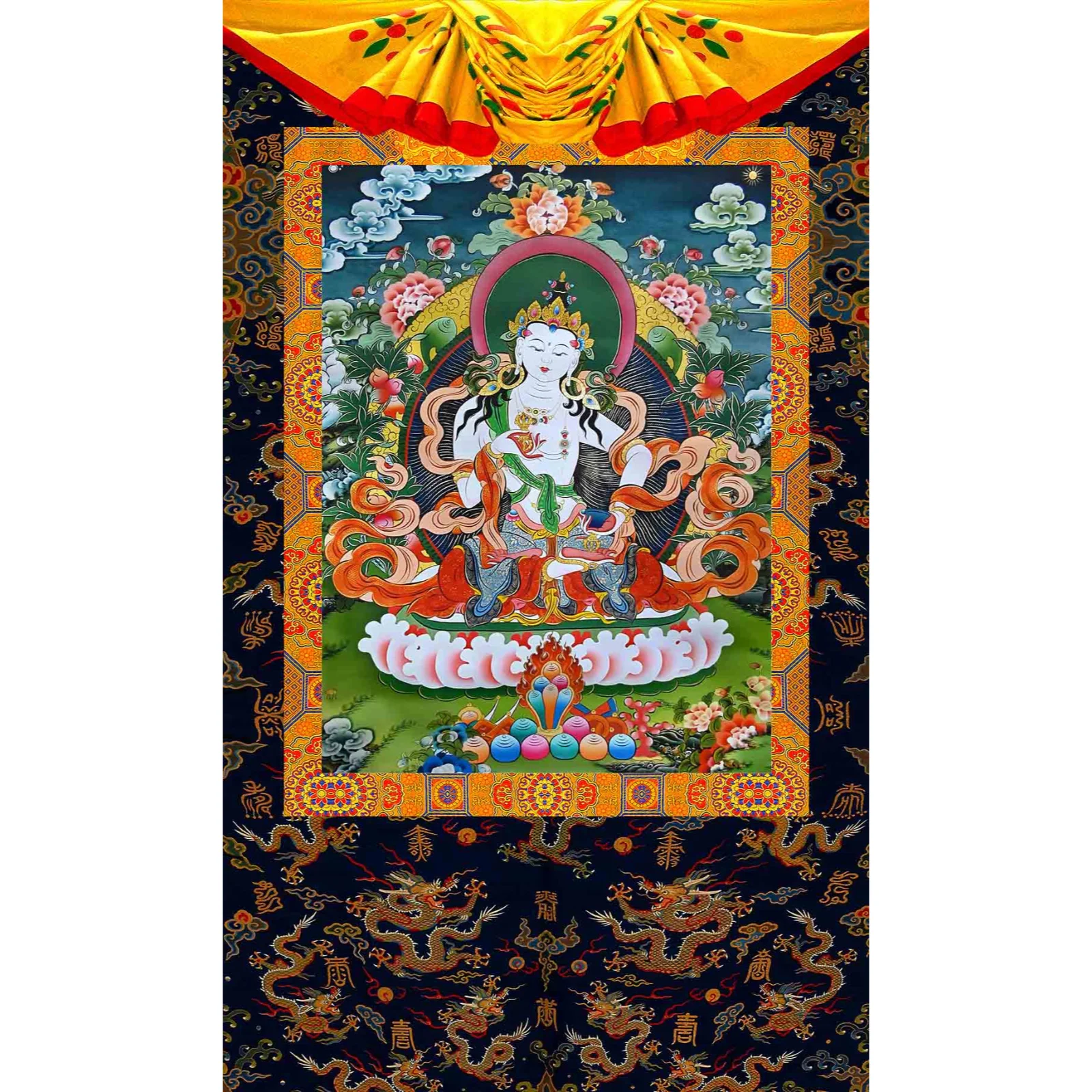 Tibetan Wall Hanging Thangka of White Tara Devi