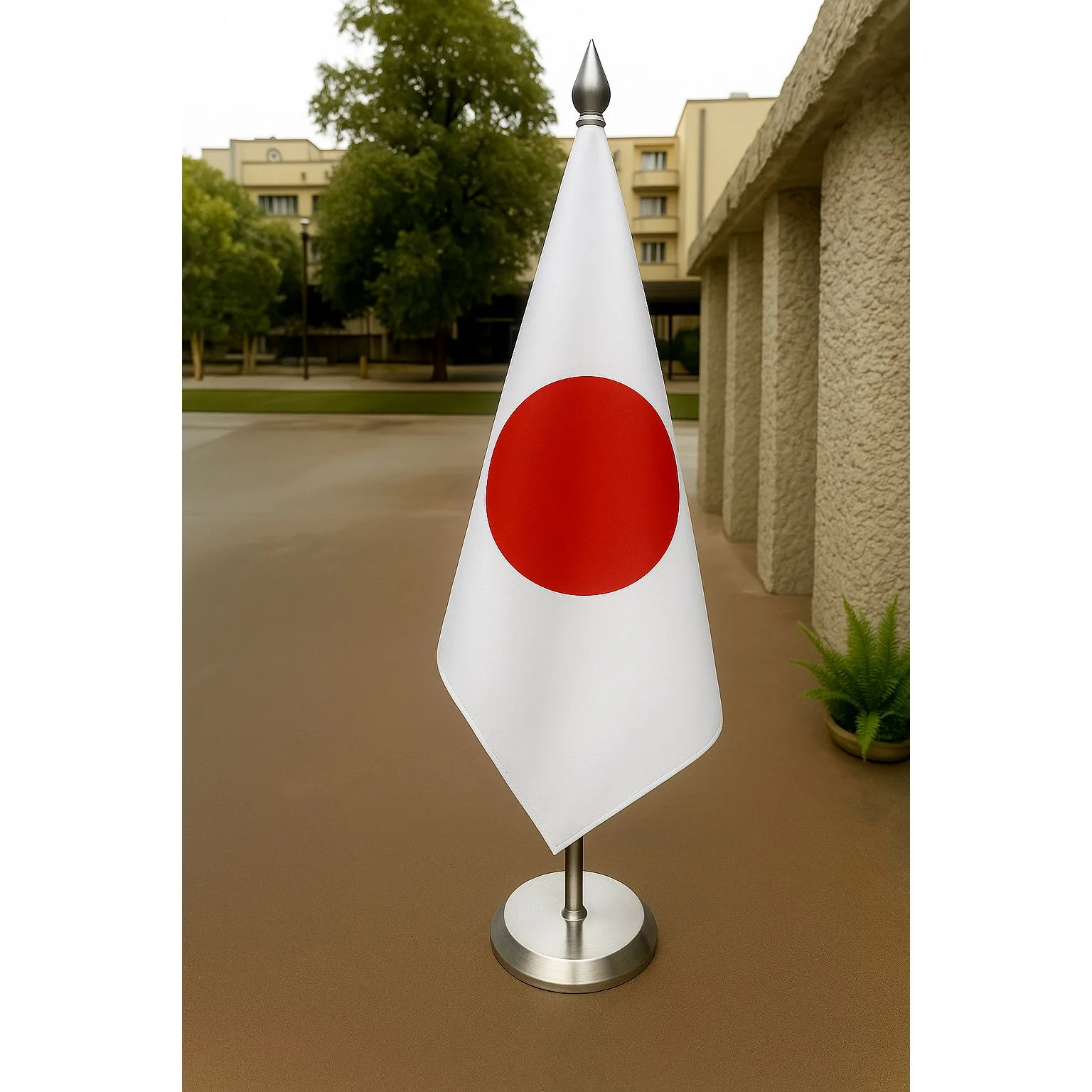 Japan Diplomat Flag Gold Plated Stand and Base (Brass and Stainless Steel also Available)