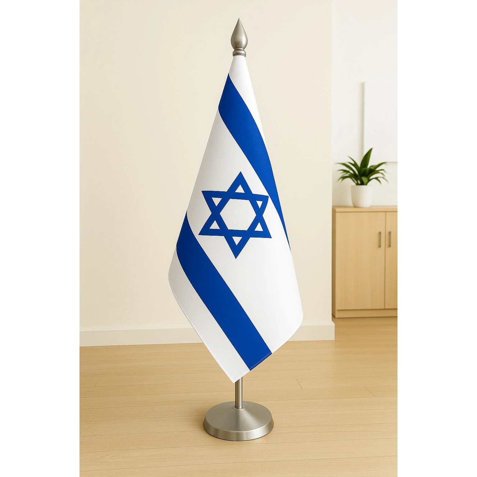 Israel Diplomat Flag Gold Plated Stand and Base (Brass and Stainless Steel also Available)