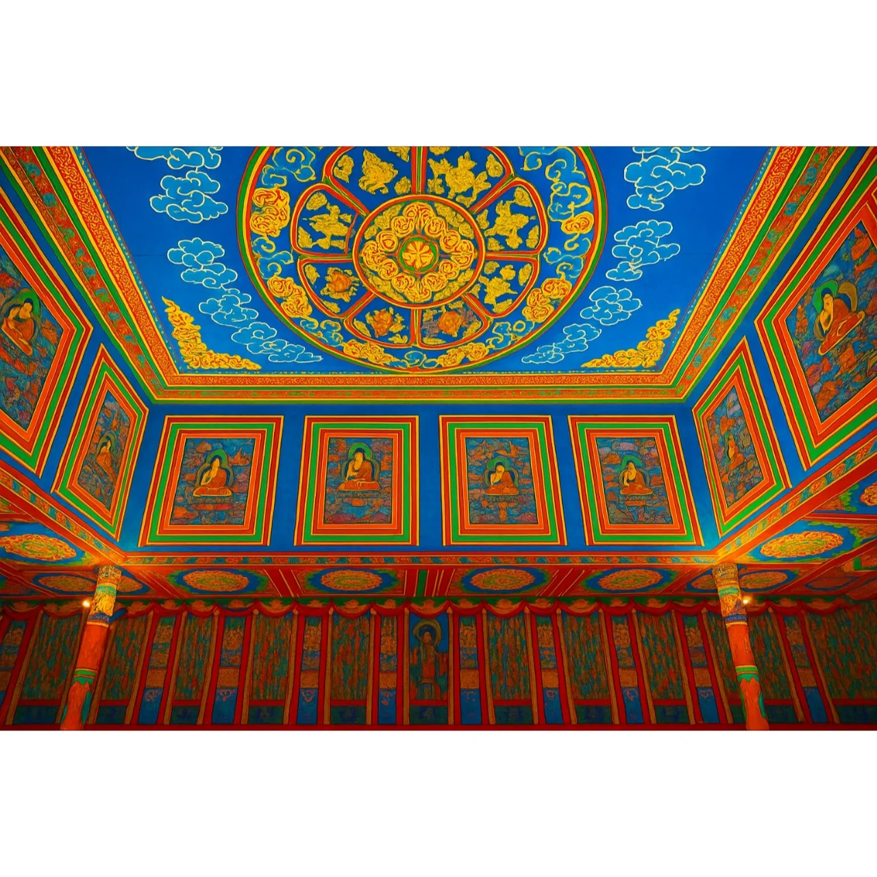 Temple with Thangka Prints