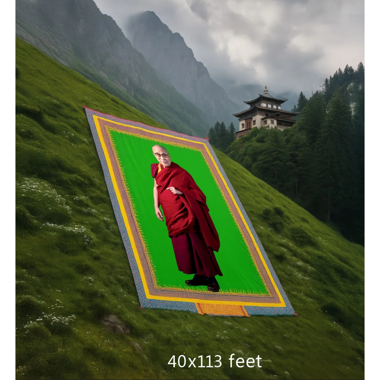 Thangka 40 x 113 Feet Dalai Lama