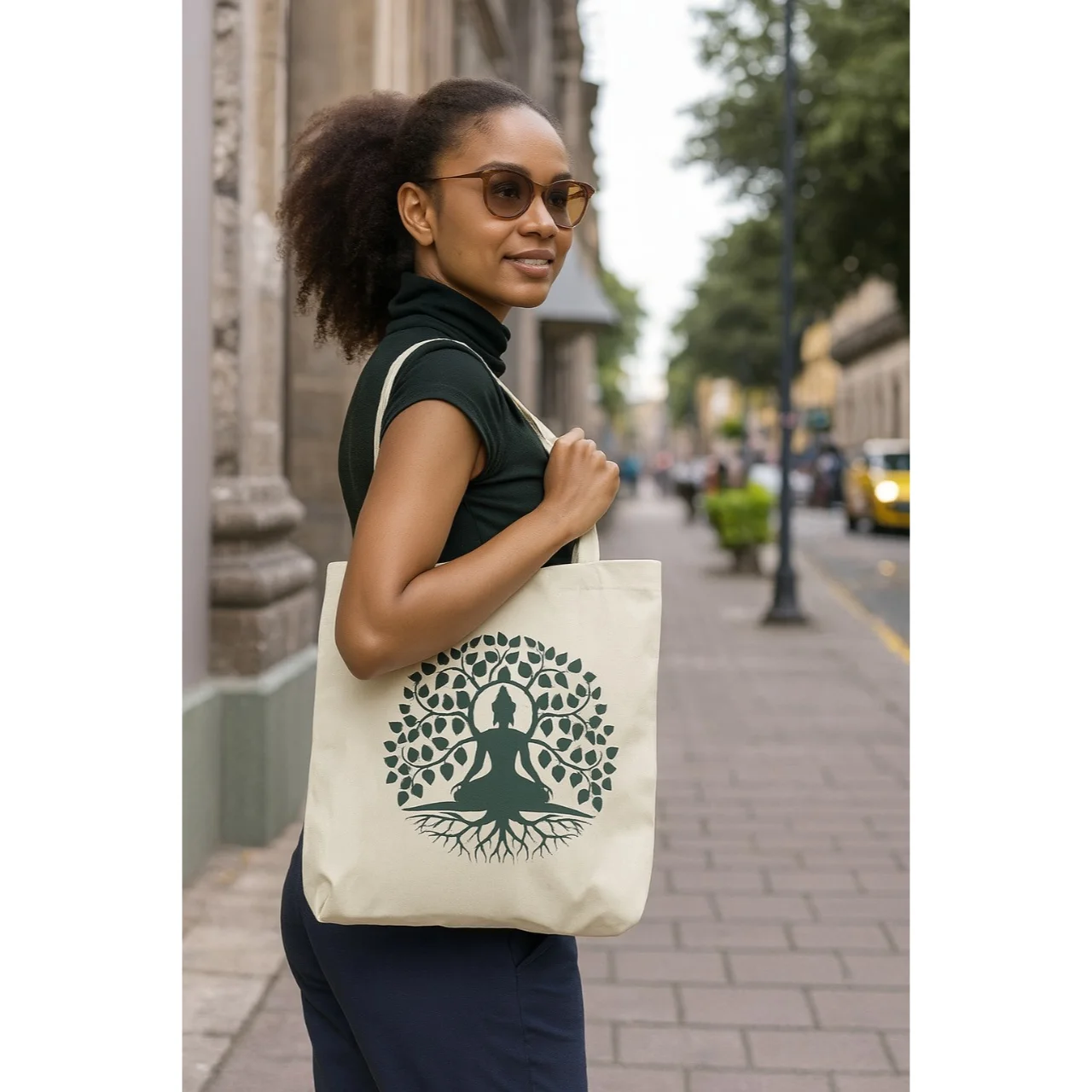Organic Cotton Tote Bag Meditation Buddha