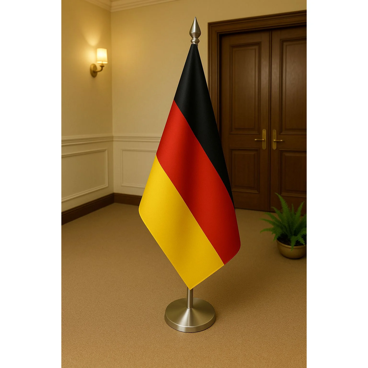 Germany Diplomat Flag Gold Plated Stand and Base (Brass and Stainless Steel also Available)