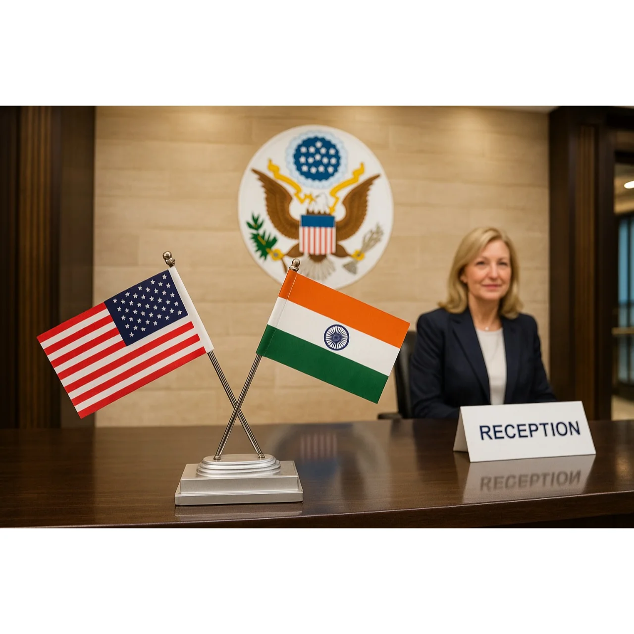 Table Flag India and USA
