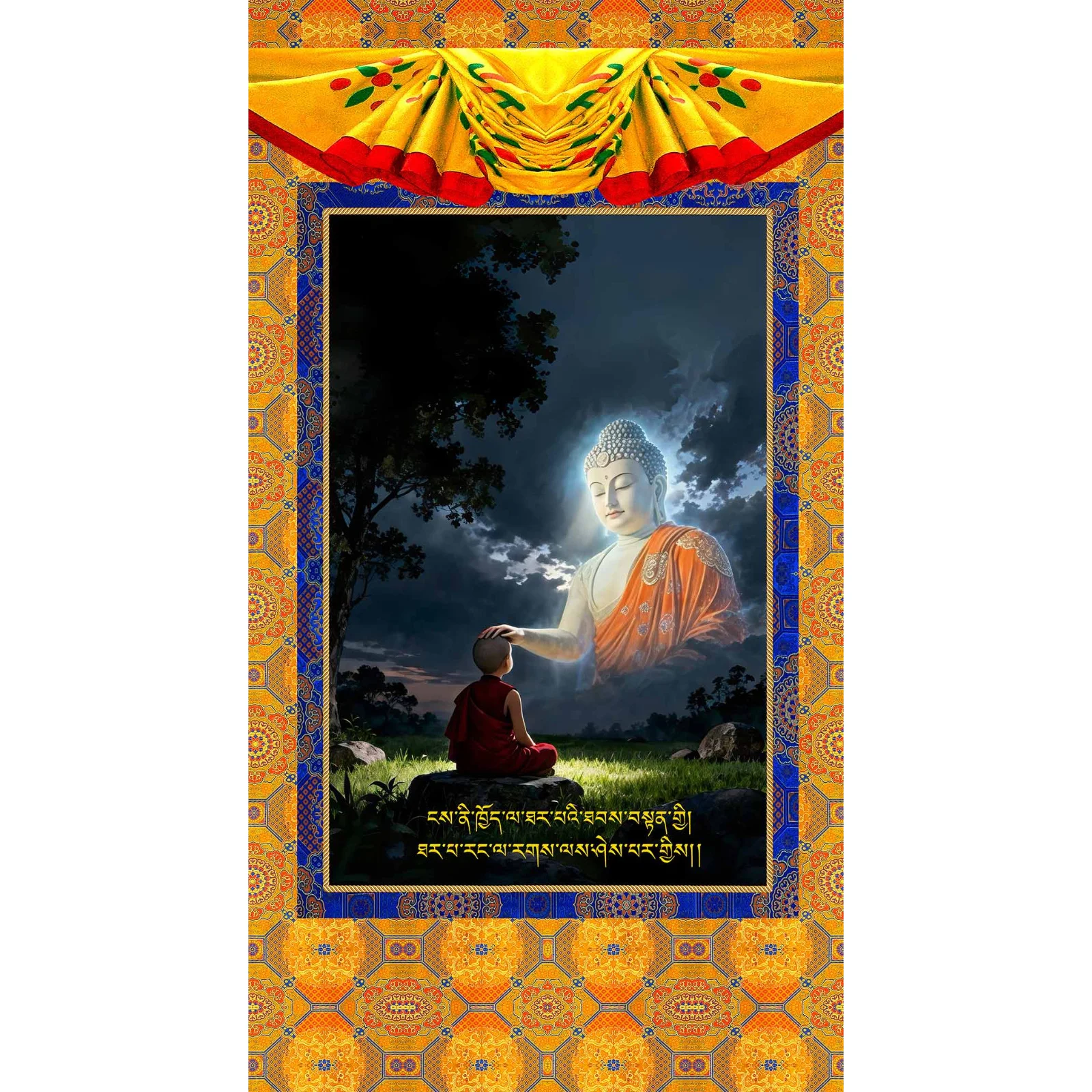 Tibetan Wall Hanging Thangka Buddha Ji Blessings