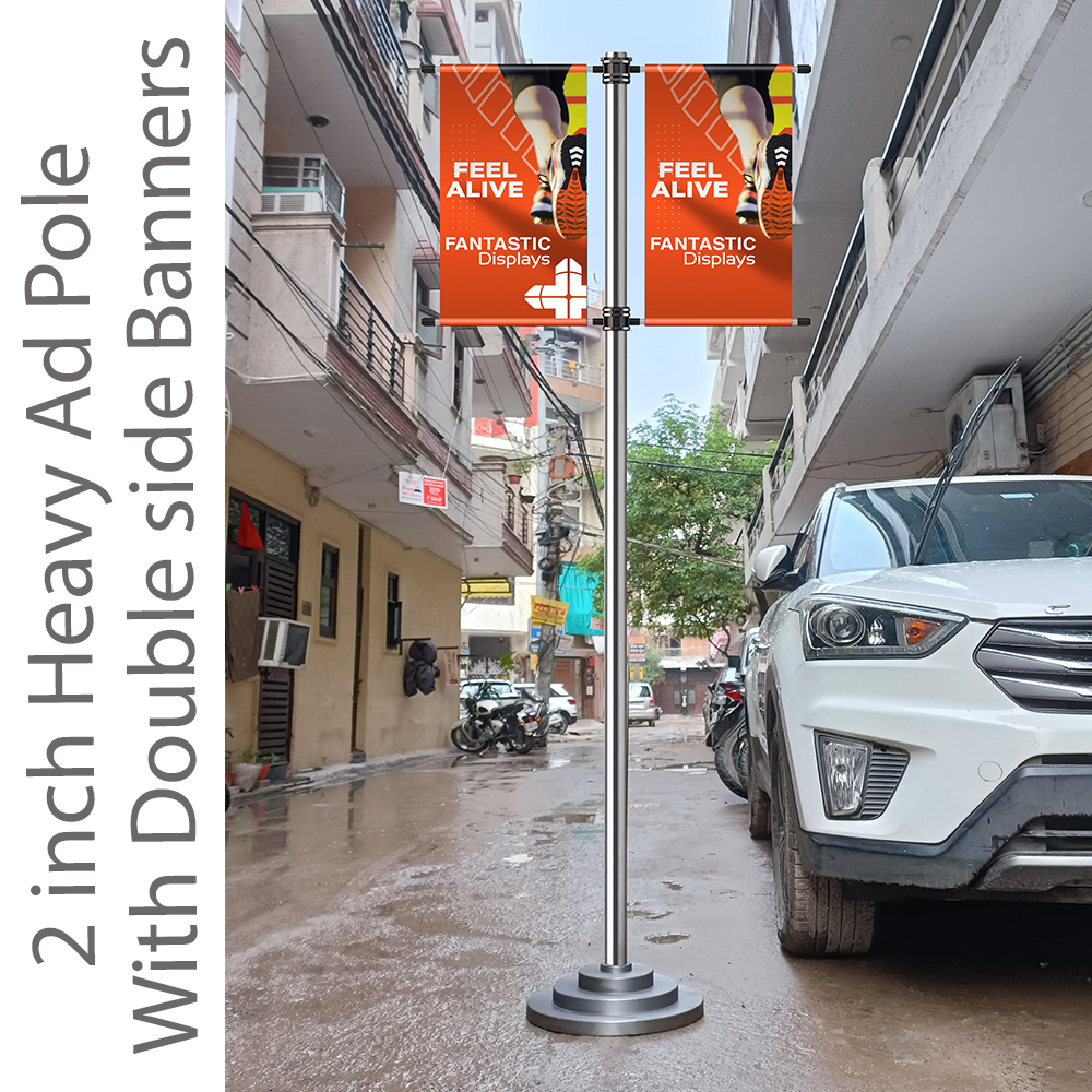 2 Inch Heavy Duty Metal Pole with Two Side Feel Alive Fantastic Displays Banners