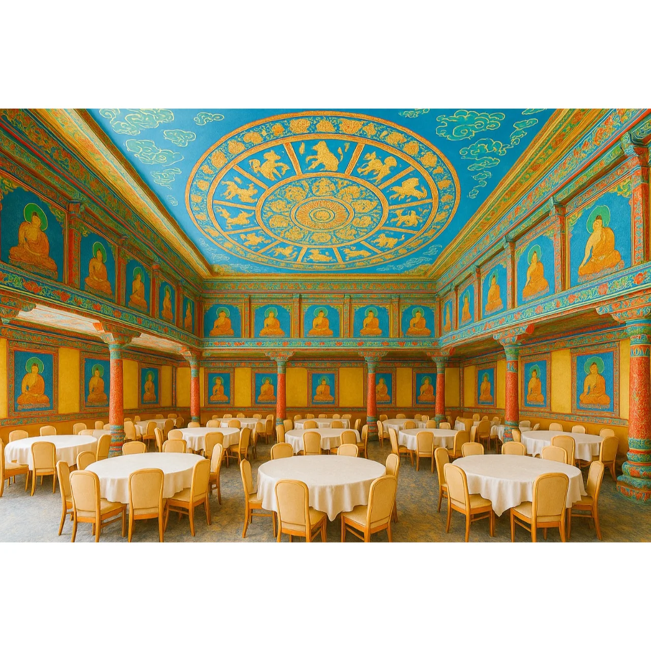 Thangka Print on Fabric Temple