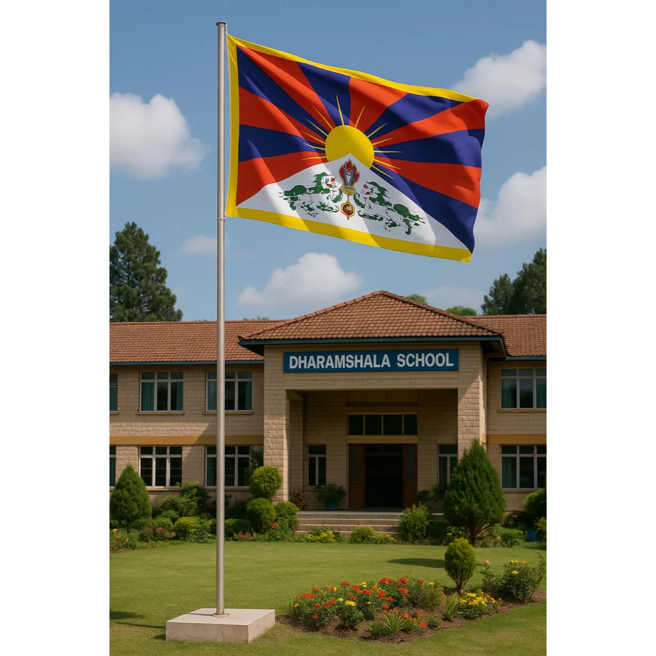 Pole Flags Dharamshala School