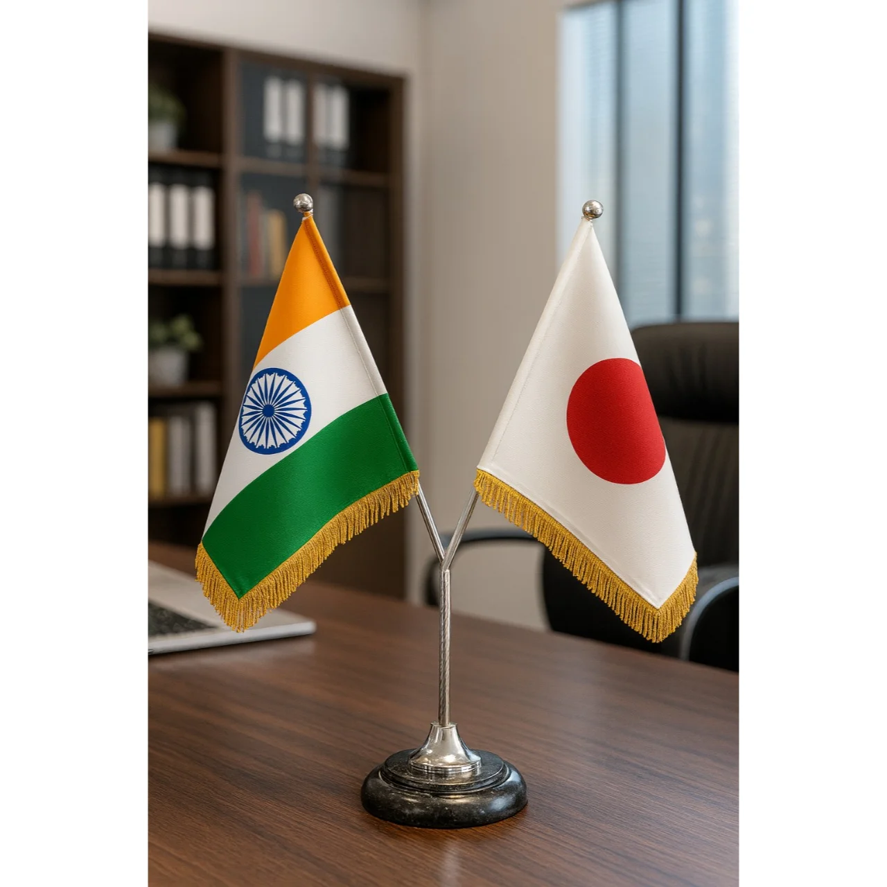 India Japan Table Flag