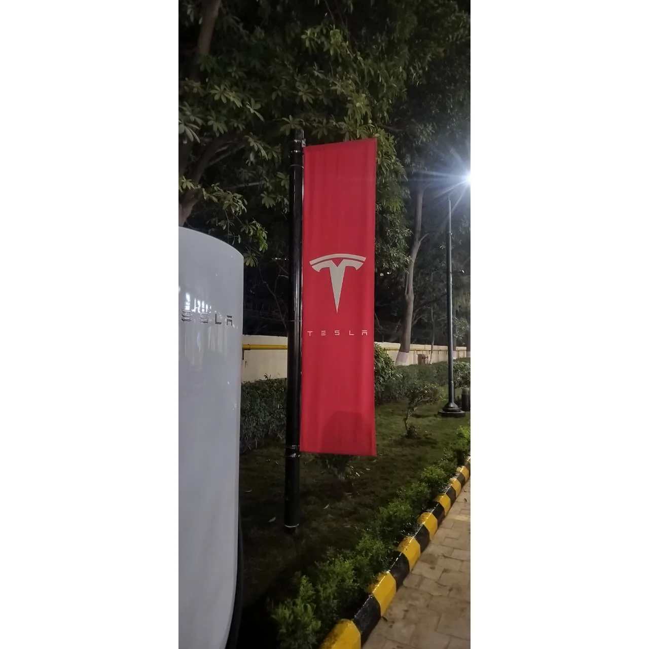 L-Shape Feather Flag Tesla