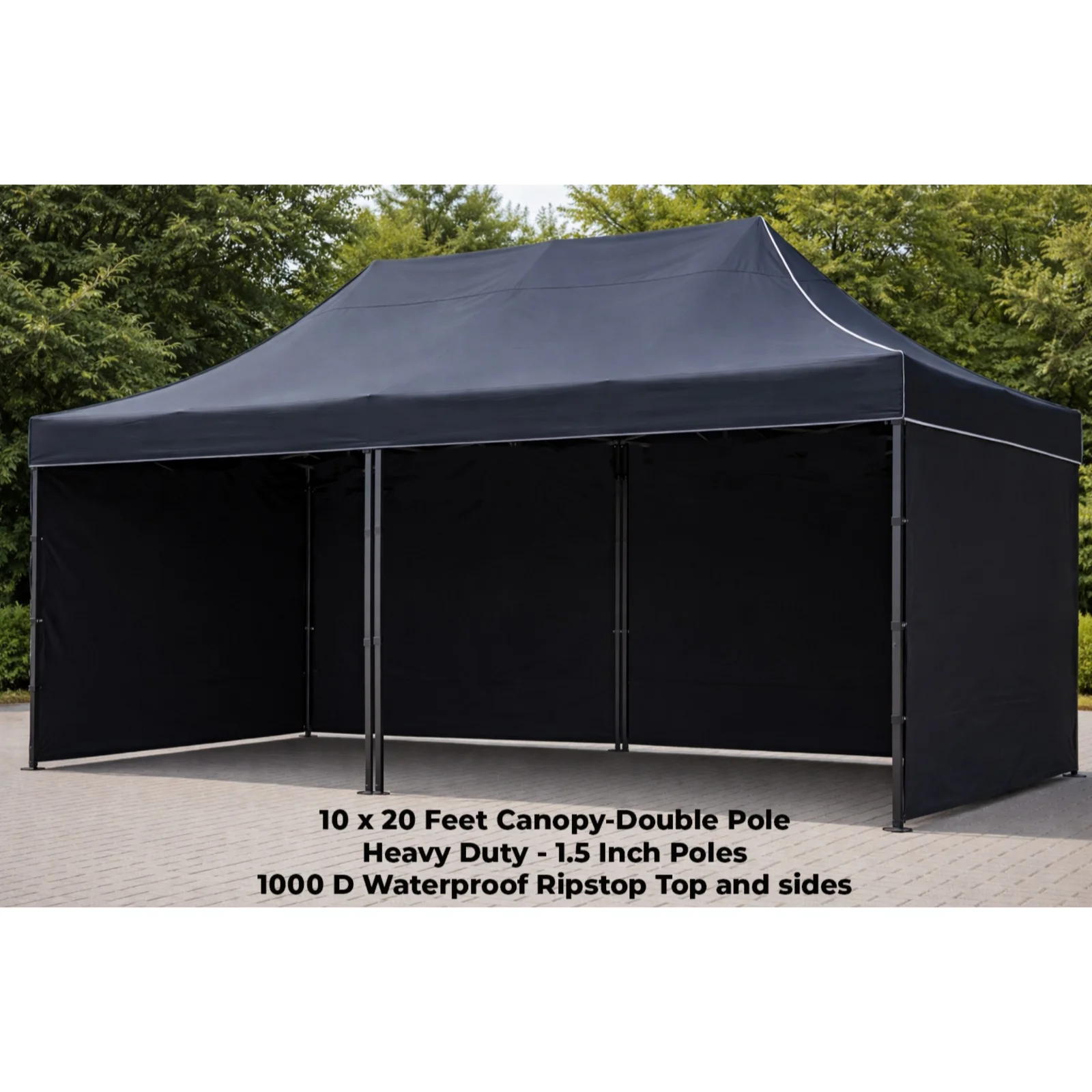 10 x 20 Feet Canopy Double Pole Heavy Duty - 1.5 Inch Poles 1000 D Waterproof Ripstop Top and Sides